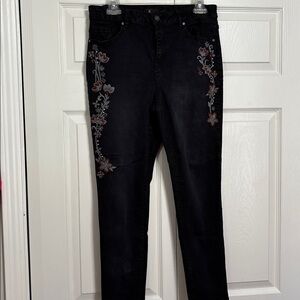 Catherine Malandrino black Embroidered Ankle Jeans